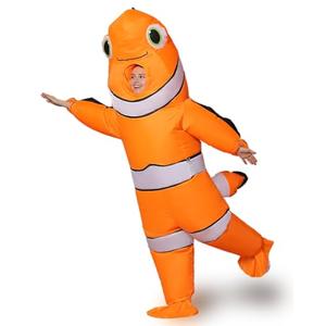 GOPRIME Halloween Inflatable Clownfish Costume Adult Size – Ocean Animal Blow Up Suit for Fun Parties and Events