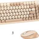 Links9+ Wireless Keyboard and Mouse Combo, Full-Size Retro Typewriter Keyboard Style, 2.4GHz USB Receiver, Plug-and-Play, Keyboard Mouse Set for Computer, Laptop, Windows, Mac, and PC (Milk Tea)