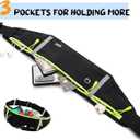 USHAKE Slim Running Belt, Workout Fanny Pack for Men Women,Exercise Waist Pack for Apple iPhone Holder, Runner Belt for Running Walking Cycling Camping Gym (black/3 yellow zippers)