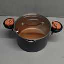 GOTHAM STEEL 5 Qt Ceramic Stock Pot Multipurpose Pasta Pot with Strainer Lid & Twist and Lock Handles, Nonstick Ceramic for Soup, Spaghetti, Rice, Pots for Kitchen, Dishwasher Safe - Copper