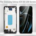 for Samsung Galaxy A34 Screen Replacement for Samsung A34 5G LCD Display with Frame A346E A346M A346B/DS Screen Touch Digitizer Assembly with Tools, Black No Fingerprint