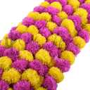 Marubhumi 5 PC - 5 feet Artificial Marigold Flower Garland – Long Strands for Diwali, Wedding & Festive Decoration – Traditional Indian Home Decor