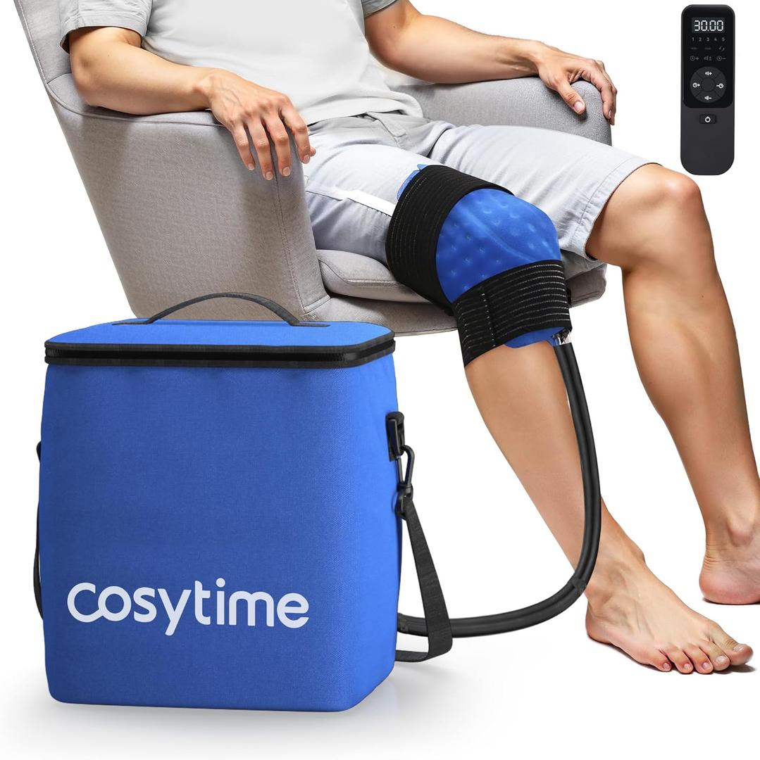 Cold Therapy Ice Machine for Knee After Surgery, 19 QT Cryotherapy Pain Relief & Recovery System with 3 Speed Levels & 6 Timer Settings (Blue)