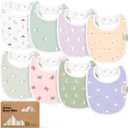 8-Pack Organic Baby Bibs for Boys, Girls - Soft Cotton Drooling and Teething Bibs for Baby Girl & Boy, Extra Absorbent, Easy To Clean & Put On for Toddler, Newborn, Infant 0-24 Months (Lunaris)