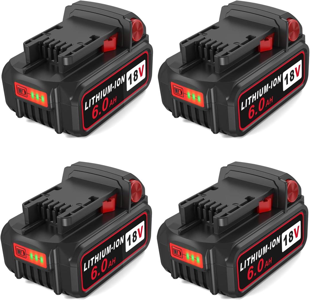 4 Pack 18V 6.0Ah Lithium Ion Battery Replacement for Milwaukee m-18 Batteries 48-11-1840 48-11-1850 48-11-1860 48-11-1830