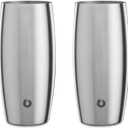 SNOWFOX Vacuum Insulated Double Wall Stainless Steel Beer Glass, Set of 2, Home Bar Accessories, Elegant Bartending, Lightweight Pint Glasses, Sleek Drinkware, Frosty Beverages Stay Cold, 18 oz