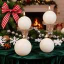 3 in Soy Ball Candles,4 Pack Hand-Poured Natural Soybean Wax Round Pillar Candles,Elegant White Candles-26H Long Burning Time,Dripless,Unscented,Smokeless Candles Dinner Table,for Wedding,Home Decor