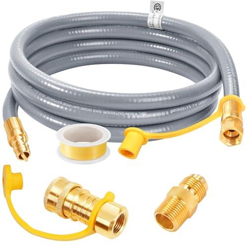 GasSaf 8FT 3/8" ID Natural Gas Hose, Natural Gas Grill Hose Conversion Kit Suitable for Weber Grills, Blackstone Griddles, Generator, Patio Heater (with Sealing Tape)
