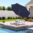 9FT Outdoor Patio Umbrella Outdoor pool Umbrella with Push Button Tilt and Crank, Market Umbrella 8 Sturdy Ribs UV Protection for Garden, Deck, Backyard (navy)