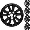 2025-2026 Toyota Camry Hybrid LE & Gas LE 16 Inch Wheel Skins, Gloss Black Snap-On Wheel Covers for Factory Alloy Wheels, OEM# 42611-AQ010, Set of 4