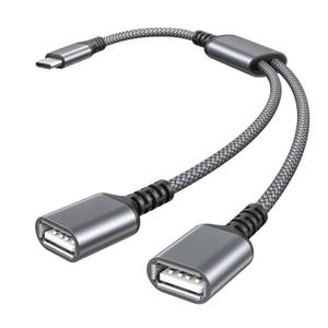 Basesailor USB C Male to Dual USB Female Cable Splitter 1FT,Thunderbolt 5 4 3 to Double Type A 2.0 OTG Adapter Cord Converter Multiple Hub for iPhone 17 Air 16 16e 15,MacBook Pro,iPad Mini,Samsung S25