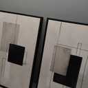 Framed Neutral Abstract Wall Art Set of 2, Black Beige Modern Canvas Prints Paintings Artwork for Walls, Minimalist Block Lines Pictures for Living Room, Dining Room, Bedroom Wall Decor 16x24 In (Minimalism)