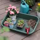 Garden Tidy Tray, Multifunctional One Piece Potting Tray for Seeding, Mixing, Growing and Pot Storage, Succulent and Cactus Soil Potting Mix Tray 23"x16.4"x4.3",Green, Large