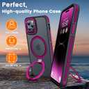 Magnetic Case for iPhone 14 Pro Max, with Invisible Ring Stand, Military Drop Protection, Shockproof Anti-Fingerprint Matte Protective Cover for iPhone 14 Pro Max, Hot Pink