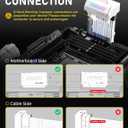 EZDIY-FAB Shield 24-Pin Angle Adapter with Infinity Mirror ARGB Light,ATX 24 Pin Power Connector, 5V 3pin ARGB Sync-180 Degree-White-1 Pack