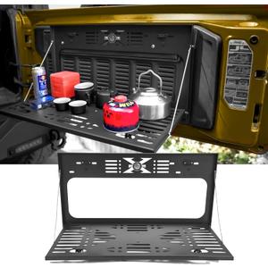 X-Style Tailgate Table for Jeep Wrangler JK JL 2007-2026, US Flag Drop Down Rear Cargo Shelf, Rattle-Free Foldable Molle Panel, Overlanding Camping Gear