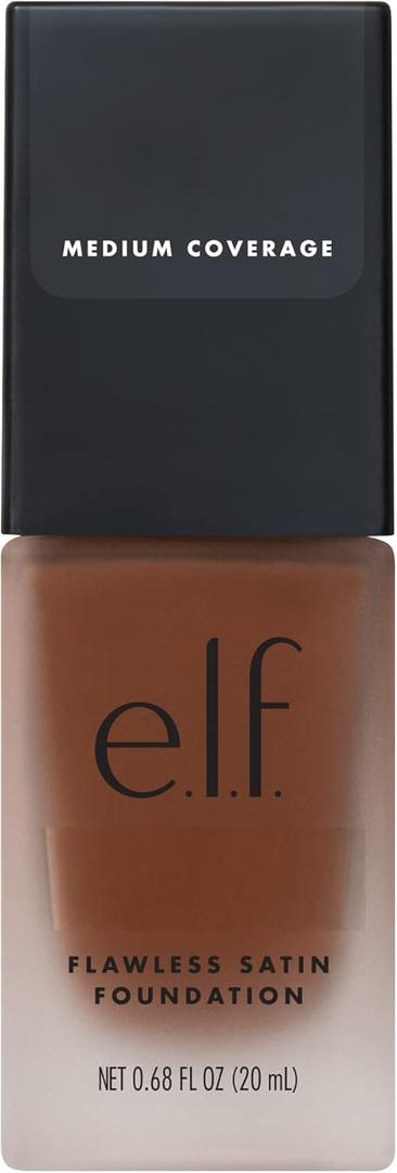e.l.f. Flawless Satin Foundation, Lightweight & Medium Coverage, Semi-Matte Finish, Vegan & Cruelty-Free, Mocha, 0.68 Fl Oz (20mL)