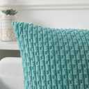 Kevin Textile Throw Pillow Covers Soft Corduroy Decorative Set of 2 Boho Striped Pillow Covers Pillowcases Farmhouse Home Decor for Couch Bed Sofa Living Room 20x20 Inch Aqua Green