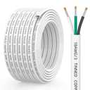 18 Gauge Marine Wire, 18/3 Triplex Marine Grade Cable, IP68 Waterproof/Oxygen-Free Tinned Copper Stranded PVC 18 AWG Wire for Boat, Automotive, RV, Solar, LED Strips (30FT)