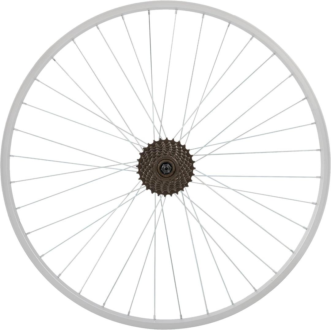 Hiland 27.5" x1.75" Alloy Rear Bike Rim for 1.75 to 2.215 Inch Wide Tire, Disc Brake Compatible, Rear MTB Wheel with 7 Speed Freewheel, Bolt On Axle, Bicycle Accessories for Adult Bikes, Silver