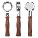 Normcore 58mm Bottomless Portafilter Naked Portafilter Fits E61 group head, ECM, Rocket, Sanremo, Synesso, Slayer, VBM, Genuine American Walnut Wood Handle and 22g Basket