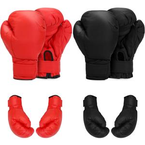 2 Pairs Boxing Gloves for Beginners & Kids, Boxing Training Gloves Suitable for Men & Women, Lightweight Shockproof Gloves for Training & Practice (Black+Red)