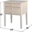IC International Concepts Solid Wood Accent Table With Drawers, Unfinished, 24"W x 18"D x 29"H