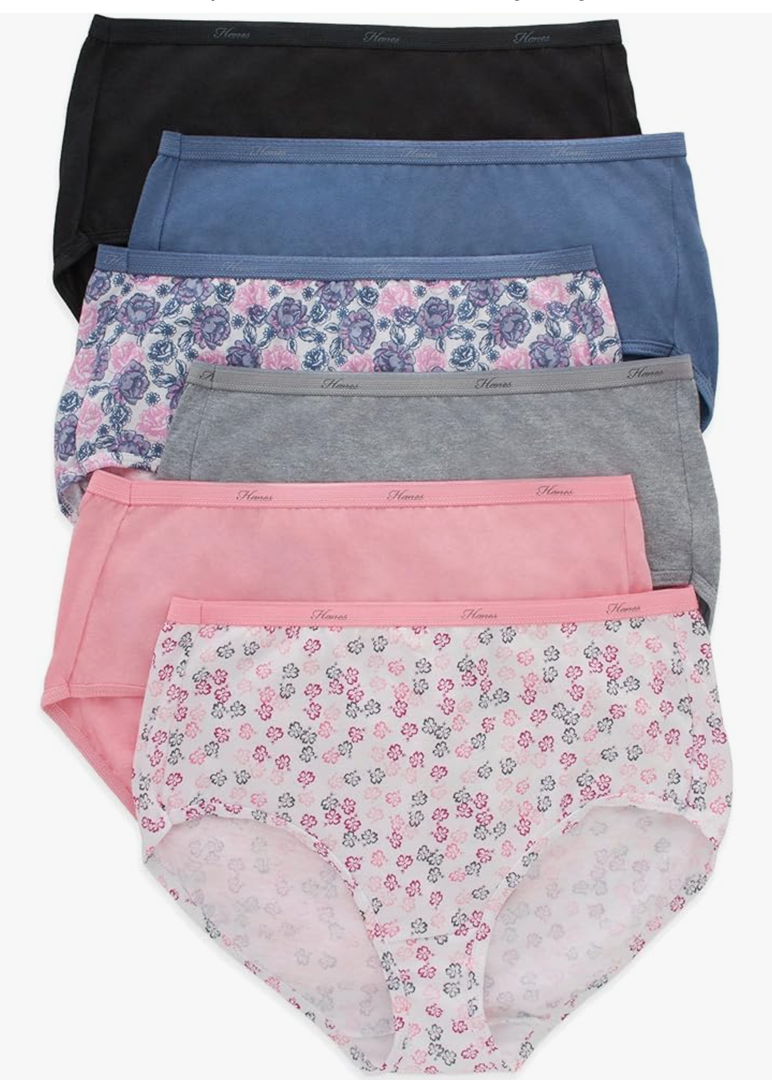 Hanes Women's Brief Panties Pack, Classic Cotton Brief Underwear, 6-pack (Tagless, Colors May Vary),Size 3XL