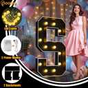 Pooqla 4 FT Marquee Light Up Letters, Giant Letter Sign Black Marquee Letter Lights 4 Feet Tall, Big Mosaic Letters for Balloons Birthday Party Anniversary Wedding Decorations, Warm White Letter R