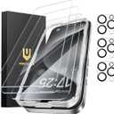 UNBREAKcable iPhone 15 Pro Max Screen Protector 3-Pack, 3 Tempered Glass + 3 Camera Lens Protectors, 9H Hardness, HD Clarity, Anti-Fingerprint, Case Friendly, 6.7 Inch