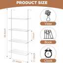 Beeveer Acrylic Ladder Bookshelf Clear Wall Mounted Book Shelf 11.6" D X 23.4" W X 59.4" H, 4 Tier Shelf Sturdy Open Display for Living Room Bathroom Office