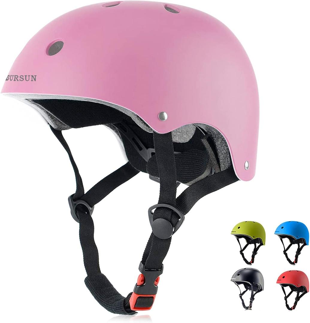 BURSUN Kids Bike Helmet Ventilation & Adjustable Toddler Helmet for Ages 2-14 Kids Boys Girls Multi-Sport Helmet for Skateboard Roller Skateing Bicycle Scooter blance Bike (S, Pink)