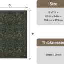 GENIMO 5x7 Washable Area Rugs for Living Room, Non Slip, Dark Green | Vintage Boho Floral Low Pile Thin Carpet for Bedroom, Dining Room, Nursery, Indoor Decor