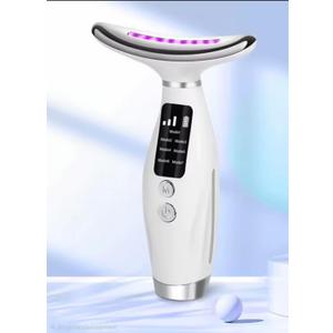 7‑in‑1 Face & Neck Massager – Microcurrent, LED Light, Heated Vibration & Skin‑Relaxing Beauty Tool (White)