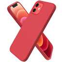 ORNARTO Compatible with iPhone 12 Case, Compatible with iPhone 12 Pro Case, Slim Liquid Silicone 3 Layers Full Covered Soft Gel Rubber Phone Case Cover 6.1 inch-Red