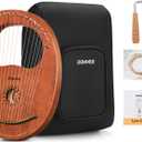 Donner Lyre Harp, 16 Metal Strings, Mahogany Body and Copper Saddle DLH-003 Lyre Harp with Tuning Wrench, Spare String Set, Black Gig Bag, Manual, Ancient Greece Style