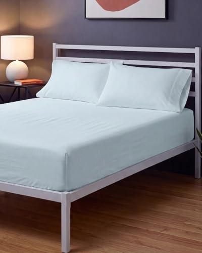 Sleepy Town Queen Size Bed Sheets - 3 Piece - NO Flat Sheet Included - Queen Sheet Set - Soft, Comfy & Cooling - Easy Care - Wrinkle & Fade Free - Brushed Microfiber - Deep Pocket Sheets (Ice Blue)