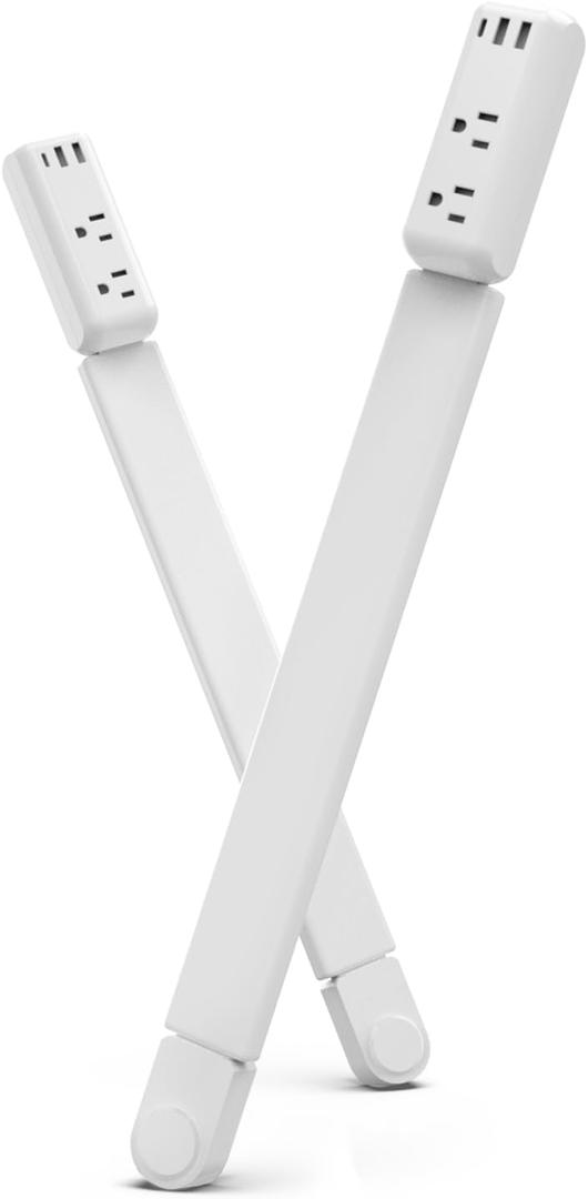 Electrical Outlet Extender Stick 2 Pack with Telescopic 22"-34" Extension & 180 Swivel, 2 AC Outlets & 3 USB Ports (1 USB-C/2 USB-A), for Hard-to-Reach Outlets Behind Furniture Bed Desk Sofa