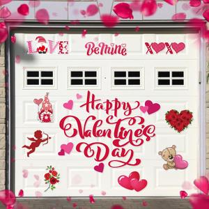 Ferraycle 23 Pcs Happy Valentine's Day Garage Door Magnets Decoration Valentine Love Heart Garage Door Magnets Red Rose Gnome Car Decals Refrigerator Stickers for Home Party Holiday