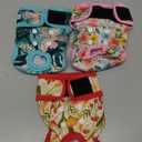 Leekalos Reusable Washable Dog Diapers Female (3 Pack) - Highly Absorbent Doggie Diapers - Size Adjustable Puppy Diapers for Dog Period Panties (Small, Flora)