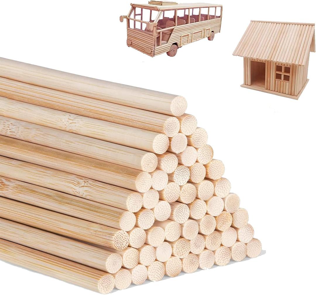 DaTpuik 1/4 x 36 Inch 25PCS Dowel Rods Wood Sticks Wooden Dowel Rods - Unfinished Bamboo Sticks - for Crafts and DIYers