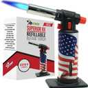 Jo Chef Butane Torch Lighter, Cooking Torch - Refillable Adjustable Flame Lighter with Safety Lock for BBQ, Baking, Brulee Creme, DIY, Crafts and Soldering