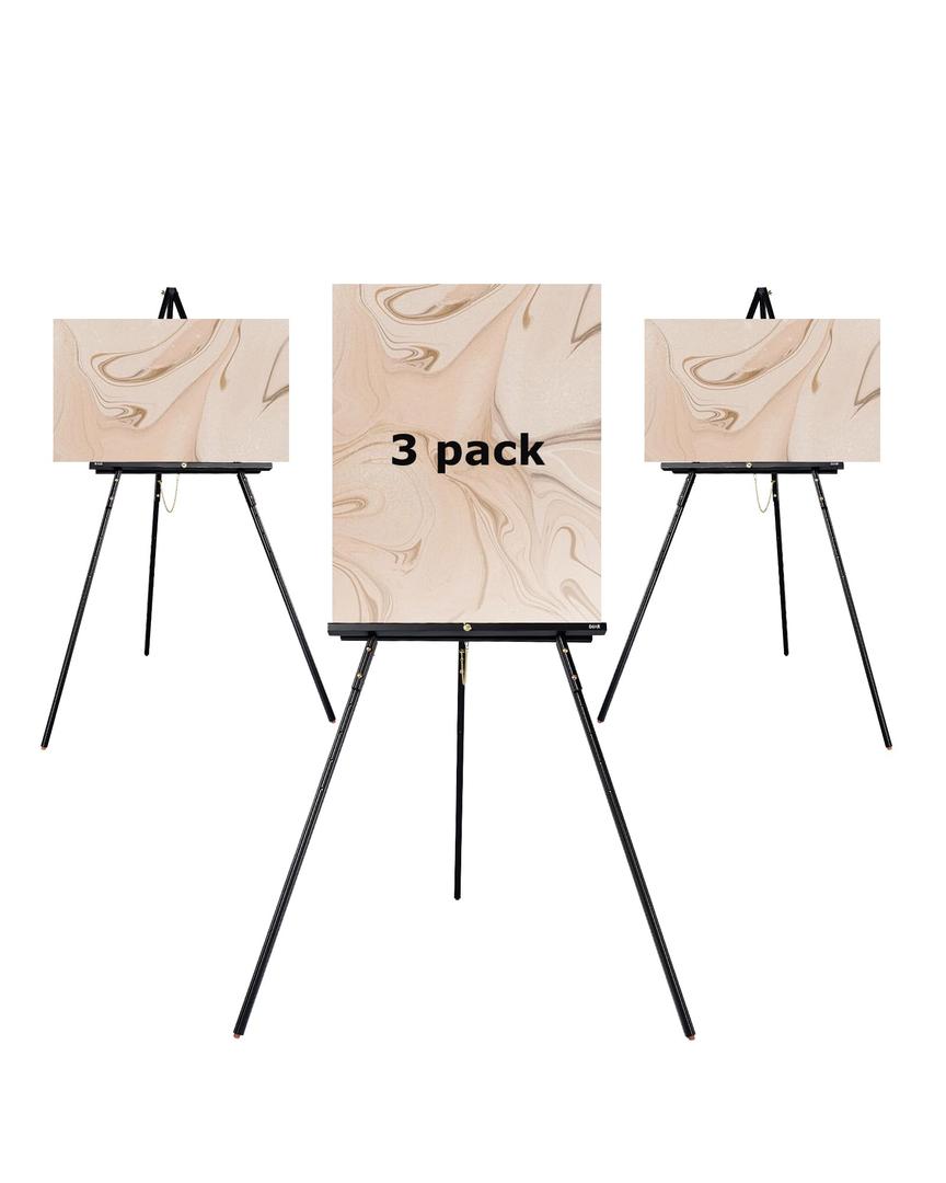 DJAR 63" Wooden Easel Stand for Sign, Adjustable Height, Black