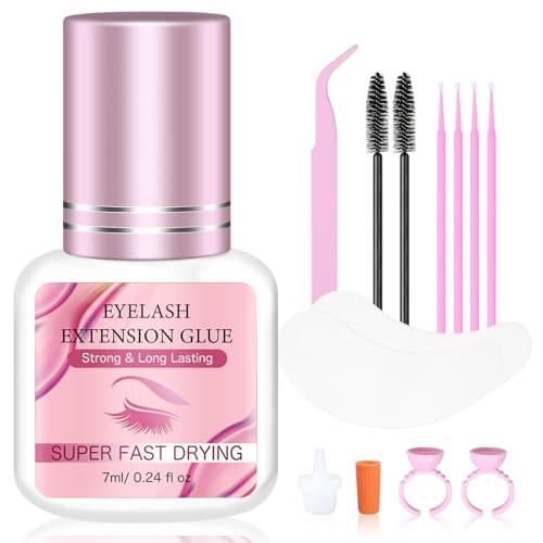 7ML Eyelash Extensions Glue Black - 1-2s Drying Time Up to 8 Weeks Retention, Highly Safe Adhesive for Professional Lash Supplies - New Section 7