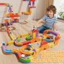 KlickRail Electric Train Set Flexible Race Track for 3 4 5 6 7 8 years old boys and girls, Building Toy Train Track Gravity-Defying 3D Embedded Layouts & Motorized Car, STEM Gift(Deluxe Set(88 Piece))