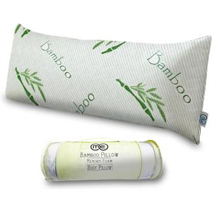 OMEO Full Rayon Bamboo Fiber Pillow Memory Foam Body Pillow for Side Sleeper, Huggable Long Body Pillow for Adults with Washable Pillowcase with Zipper, 20x54 Inch