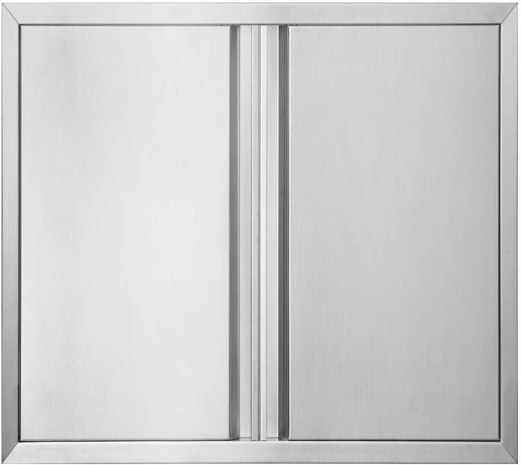 JIE JIN Outdoor Kitchen Door 24" W X 24" H Double Doors BBQ Access Door BBQ Island Door 304 Brushed Stainless Steel Flush Mount Door for Outdoor Kitchen BBQ Island Outdoor Cabinet Doors