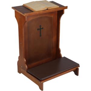 DoubleFill Prayer Bench Stool Solid Wood Prayer Kneeler with Shelf and Cushion Church Prayer Bench Table Chair Padded Kneeler for Kneeling at Home, Religious Gifts, 23 x 20 x 32 Inches (Classic Style)