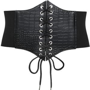 JASGOOD Women’s Elastic Costume Waist Belt Lace-up Tied Waspie Corset Belts for Women, 42"
