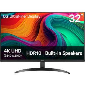 LG 32UR500K-B Ultrafine 32-inch 4K UHD (3840x2160) Computer Monitor HDR10 Built-in Speaker x2 OnScreen Control Reader Mode Flicker Safe Borderless Design HDMIx2 DisplayPort Black